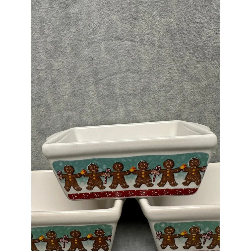 Set of 3 Gingerbread Man Baking Dishes‎ Mini Loaf Pans Christmas Kitchenware